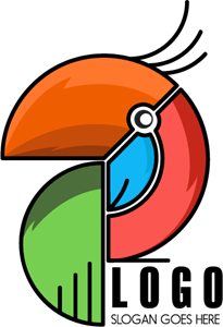 Abstract Parrot Emblem Flat Geometric Logo PNG Vector