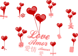 Amor - Corações - Balões Logo Vector