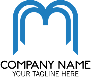 Blue Double Letter M Company Logo PNG Vector