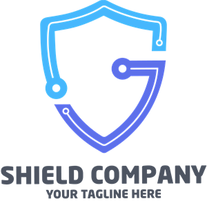 Blue Tech Shield Company Logo Vector