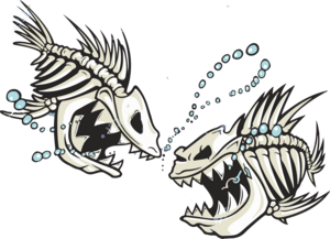Boat Skeleton Fish Logo PNG Vector