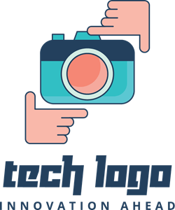 camera on a blue background Logo Vector
