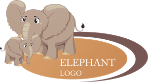 Cartoon Elephant Animal Logo PNG Vector