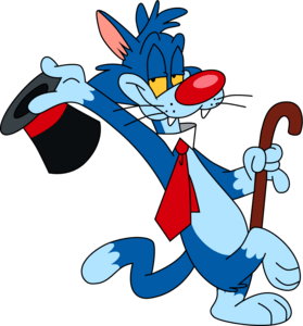 Cartoon Fancy Blue Cat Logo PNG Vector