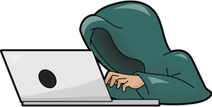 Cartoon Headless Man Hacking Logo Vector