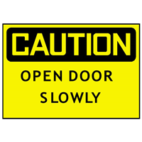 CAUTION OPEN DOOR SLOWLY SIGN Logo Vector