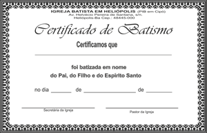 Certificado de Batismo Batista Logo PNG Vector