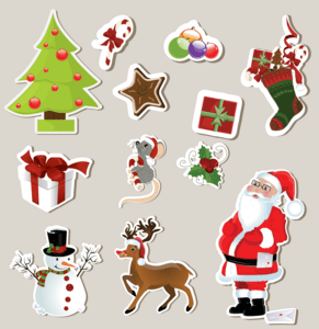 christmas stickers element Logo PNG Vector