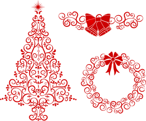 christmas tree wreath bells Logo PNG Vector