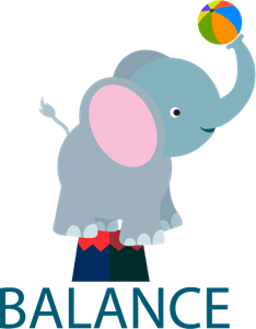 Circus Elephant Balance Logo Vector