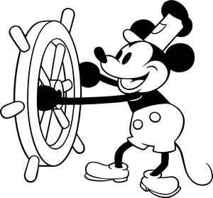 Classic Mickey Driving Boat Logo Vector