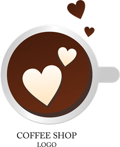 Coffee Cup Heart Logo PNG Vector