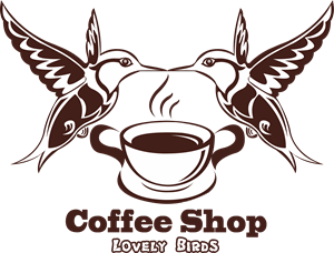 Coffee Shop Lovely Birds Logo PNG Vector