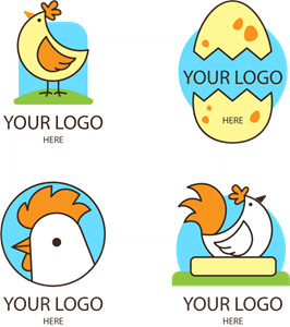 Colored pack of chicken in Flat Design Logo PNG Vector
