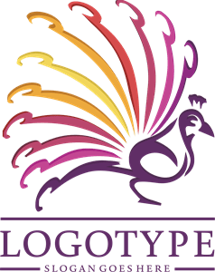 Colorful Peacock Logo PNG Vector