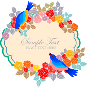 colorful roses birds decoration Logo PNG Vector