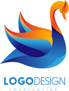 Colorful Swan Logo PNG Vector