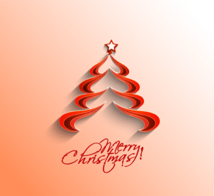 cute red merry christmas tree Logo PNG Vector