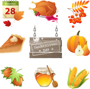 detailed thanksgiving icons set Logo PNG Vector