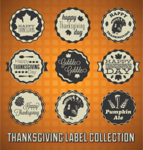 different vintage thanksgiving labels stamps Logo PNG Vector