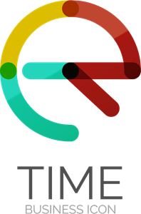 E Letter Time Logo Vector
