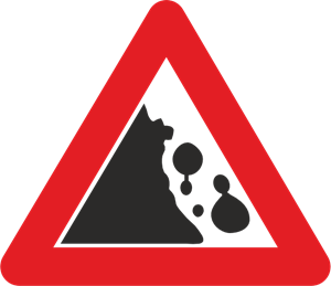 FALLING ROCKS ROAD SIGN Logo PNG Vector