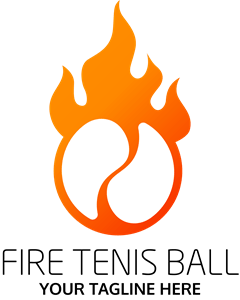 Fire Tenis Ball Logo PNG Vector