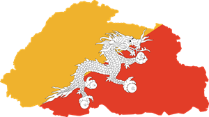 Flag map of Bhutan Logo Vector
