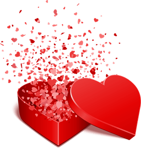 flying heart gift box valentine day Logo Vector