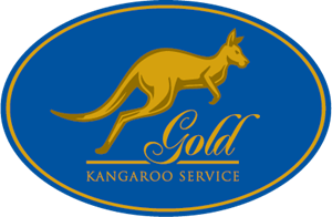 Gold Kangaroo Service Logo Vector
