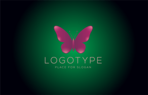 Glossy Butterfly Logo PNG Vector