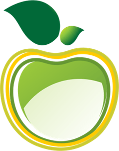 Green Apple Line Art Logo PNG Vector