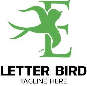Green Bird with Letter E Logo PNG Vector