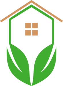 Green Leaf House Construction Logo Vector