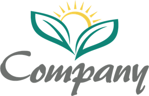 Green Leaf with Sun Company Logo PNG Vector