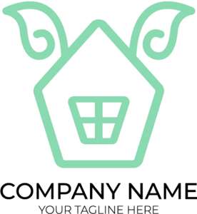 Green Leaves House Logo PNG Vector