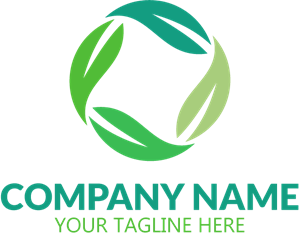 Green Leaves Shape Company Logo Vector