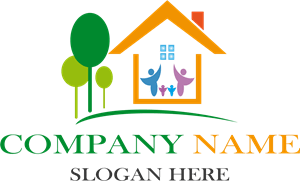 Happy Family in the House Company Logo PNG Vector