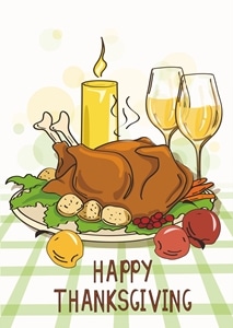 happy thanksgiving roasted turkey bird Logo Vector