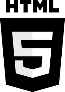 HTML5 with wordmark black&white Logo PNG Vector