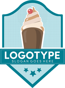 Ice Cream in a Badge Logo PNG Vector