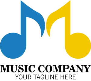 Letter M with Music Company Logo PNG Vector