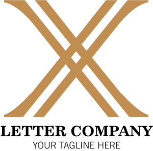 Lined Golden Letter X Company Logo PNG Vector