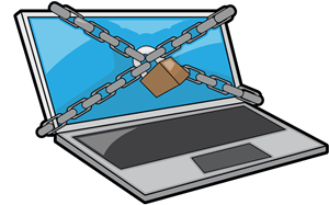 Locked Laptop Screen Cartoon Logo PNG Vector