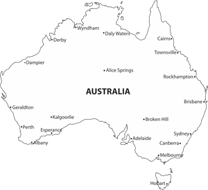 MAP OF AUSTRALIA WITH CITIES Logo Vector