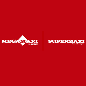 Megamaxi & Supermaxi alternativos fondo rojo Logo Vector