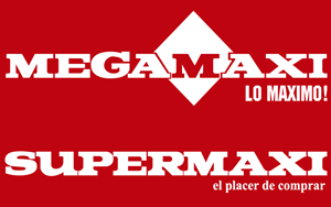 Megamaxi & Supermaxi fondo rojo Logo Vector