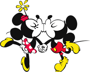 Mickey Kissing Minnie Logo PNG Vector