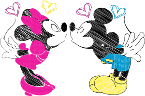 Minnie Kissing Mickey Mouse Logo Vector