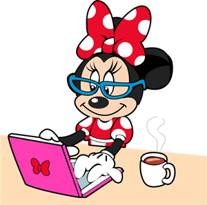 Minnie Working on Laptop Logo Vector